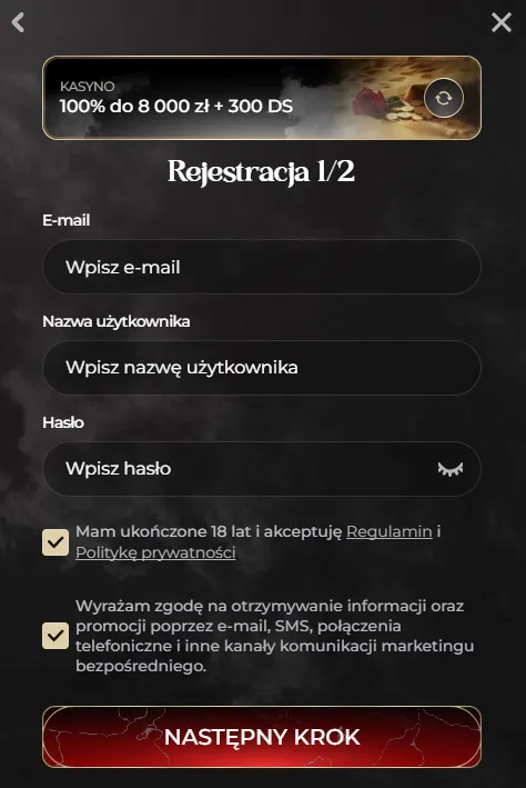 Rejestracja krok 2